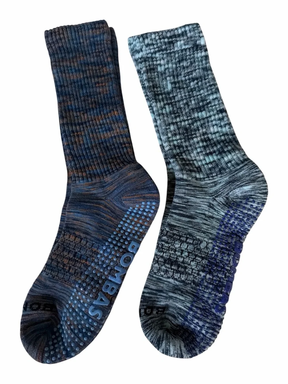 Bombas Marled Crew Socks in Blue & Gray Mix (Pair)